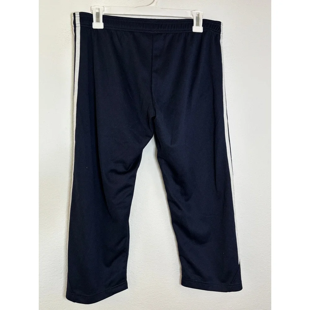Adidas Navy Blue White Three Stripe Capri Track Pants Mens Small Athletic Crop